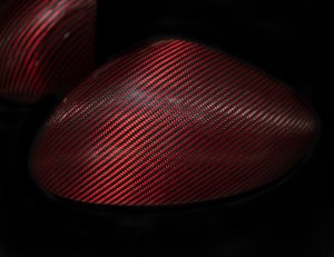 Alfa Romeo Giulia Mirror Covers - Carbon Fiber - Full Replacements - Feroce Carbon - w/ Factory Clips - Red Carbon